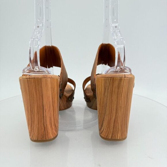 Kork-Ease Womens Darra Sandals Platform Block Heel Brown Slide Slip On Wooden 11 - Picture 7 of 14